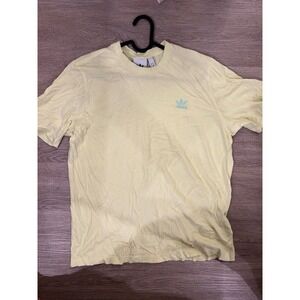 Adidas Originals Mens Trefoil Logo T-Shirt Pale Yellow Light Blue Size M